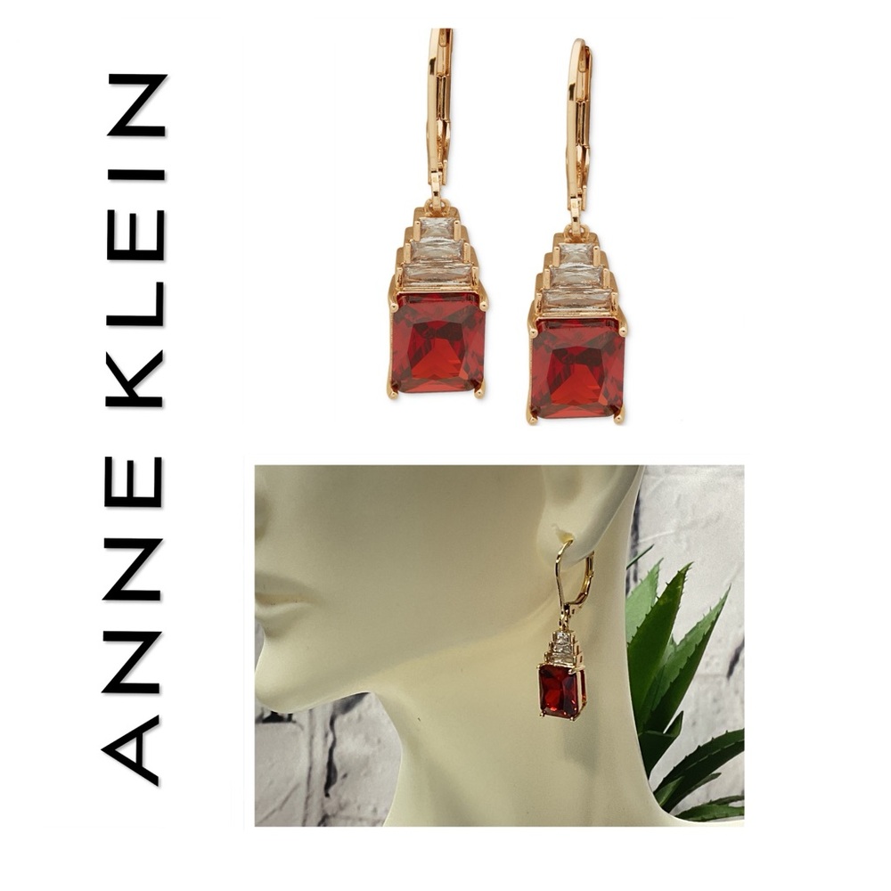 🐘🐘 Anne Klein Gold Plated CZ Drop Earrings